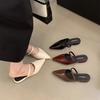Thin Heel Bag Head Half Slippers Women's Pointed Head One Word with Sandals Spring and Summer 2025 New Fashion Low Heel Slippers