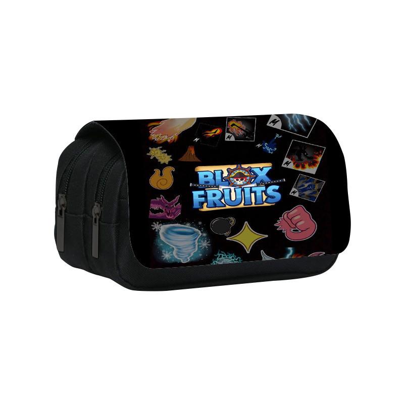Astuccio Doppio Strato Blox Fruits in Materiale di Nylon per Studenti e Bambini