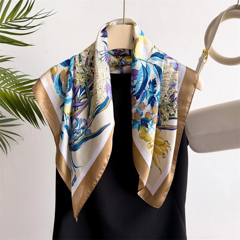 70cm Small Square Scarf Women Imitation Silk Scarf Fashion Headscarf Summer Printed Scarf Neckerchief Hijab Bandana Foulard