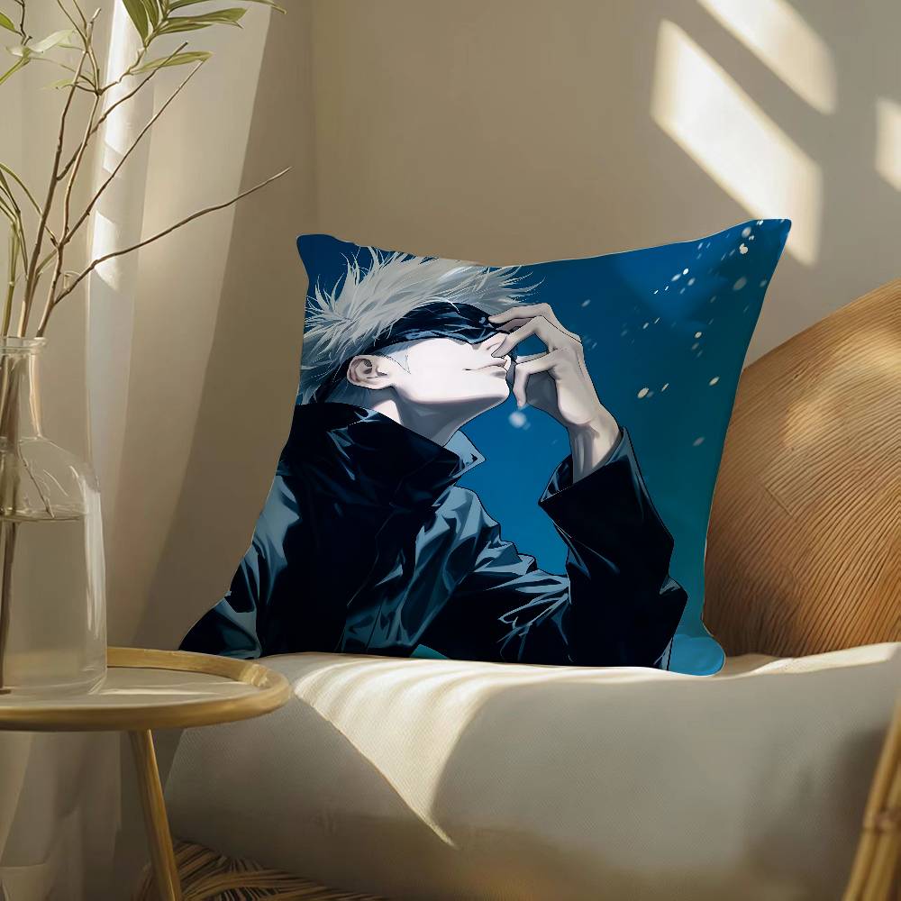 Cool Jujutsu Kaisen Gojo Satoru-S Pillow Case Silky Elegant Comfort Sofa Bed Invisible Zipper Beach Pillowcase