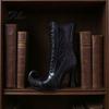 Mysterious Desktop Accent Gothic Witch Boot Vase, Halloween Table Centerpiece Black Spider Web Autumn Seasonal Display High Heel, Flower Holder