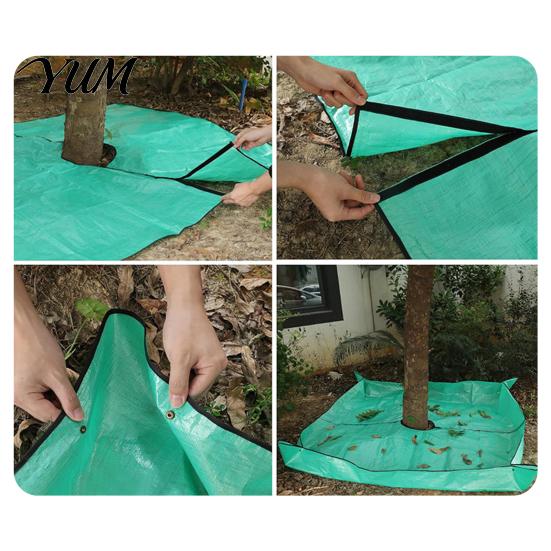 Portable Leaf Collection System Landscape Tarp for Trimming, Garden Pruning with Hole & 4 Reusable Gardening Soil Tray Corner Buckles, Shrub Trimmings