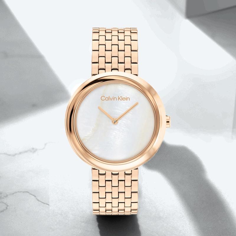 CALVIN KLEIN / watch quartz movement steel strap white dial women's watch 25200322