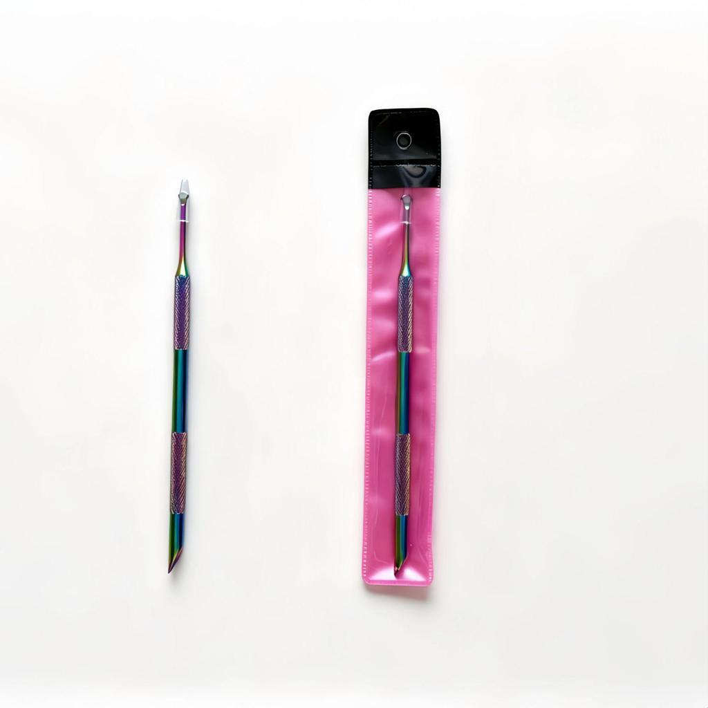 Double-Ended Steel Cuticle Pusher & Trimmer for Manicure/Pedicure