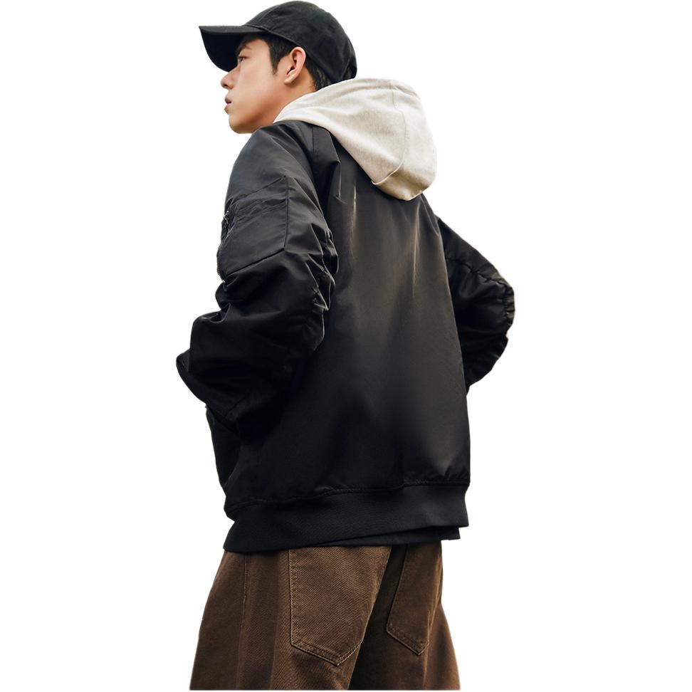 Anta Comfortable Casual Simple Loose Hooded Jacket Men Jackets Basic-Black 952438603-3