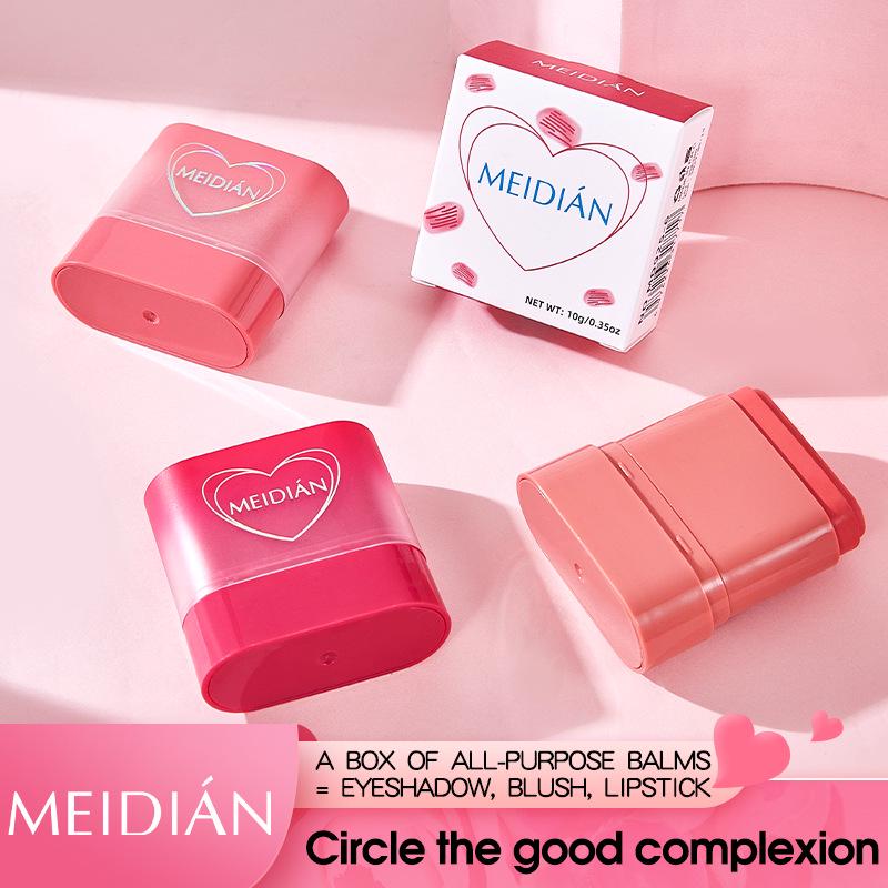 Meidian 6-Color Blush & Highlighter Stick: Long-lasting, Natural Nude Makeup.