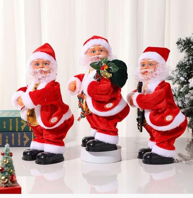 Poupée de Père Noël électrique musicale dansante de hanche de Noël jouant de la guitare avec décoration de fête de musique cadeau de décoration de Noël pour enfants