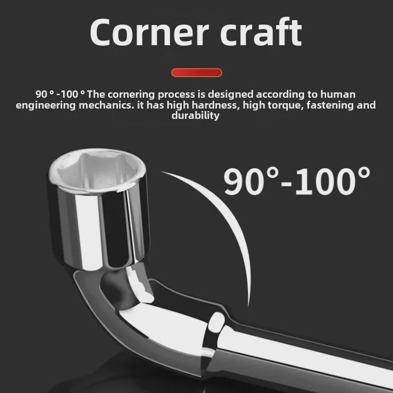 L-Shaped Hexagonal Double-Ended Socket Wrench with Perforated Elbow Design