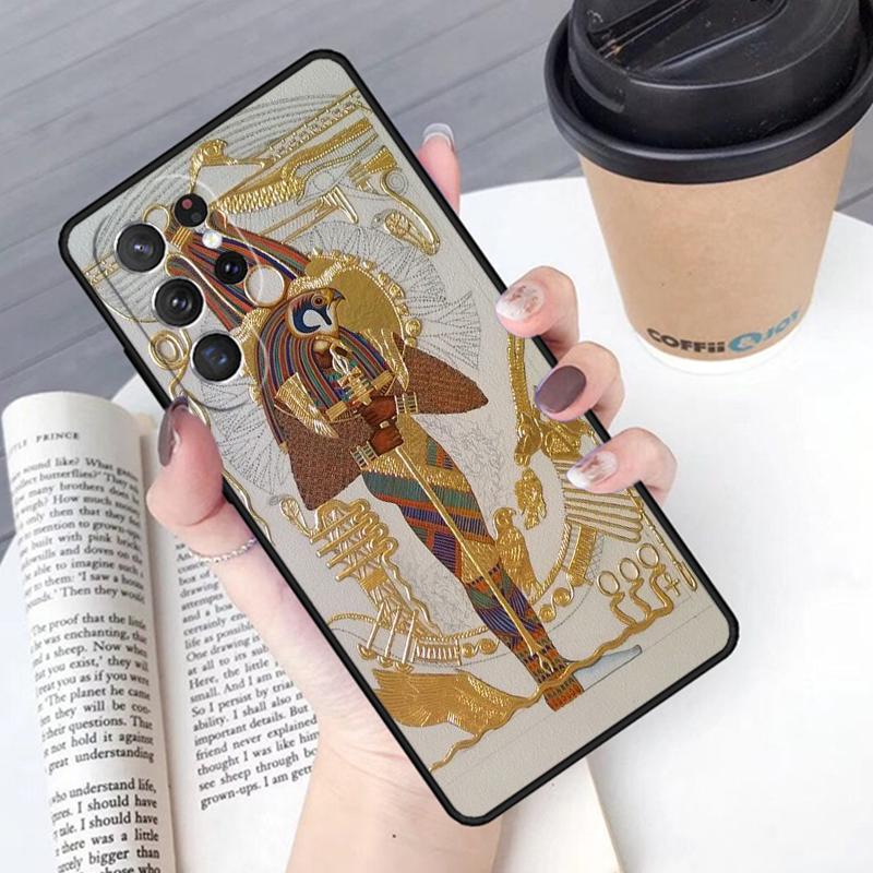 Egypt Pharaoh Mural Phone Case Cover For Samsung Galaxy S24 S25 Ultra S21 S22 Ultra S10E Note 10 Plus Note 20 FE S23