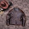 Chinese Size Vintage Men Genuine Leather Jacket Tea Core Cowhide Thickness 1.6mm Tanned Oil Waxed Real Leather Jacket Heavy Thick