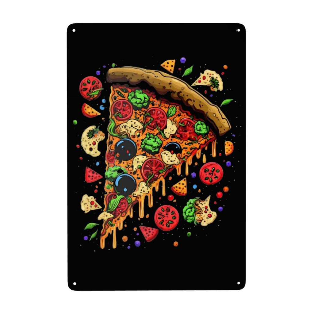 Vintage Pizza Metallschild Pepperoni Pizza Bestes der Stadt Schild Wanddeko für Zuhause Pub Café Club Kunstdekoration 8x12 Zoll