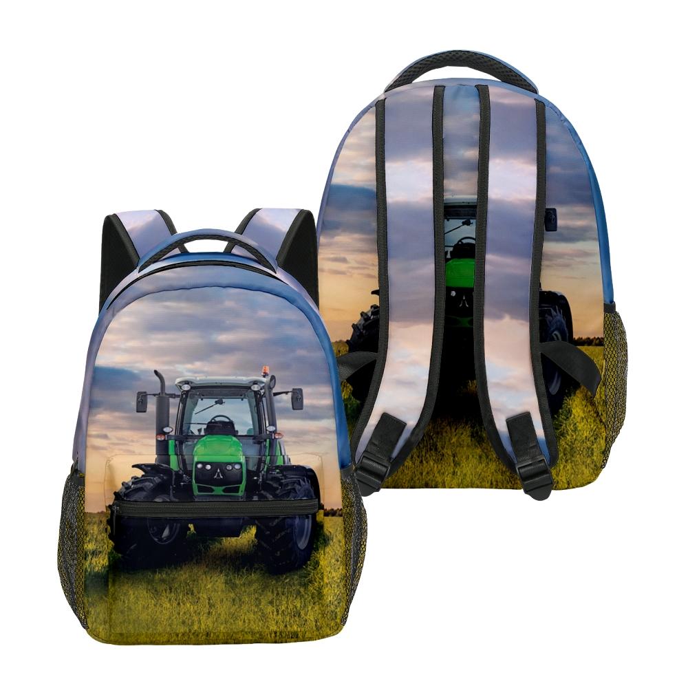 

Harajuku Popular Funny Tractor pattern student Bookbag Notebook Backpacks 3D Print Oxford Waterproof Boys/Girls Travel Backpacks армія зелений колір