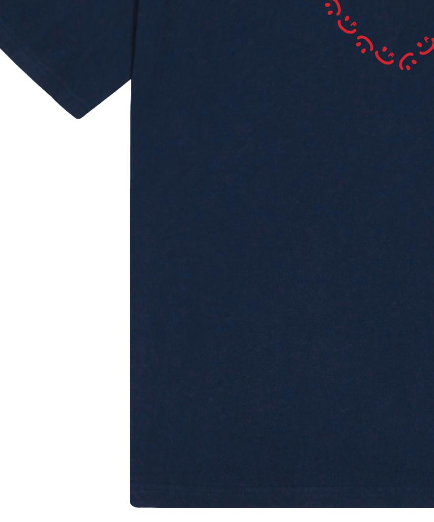GRAVER [Unisex] Heart Drawing Smile Short Sleeve T-Shirt_Navy