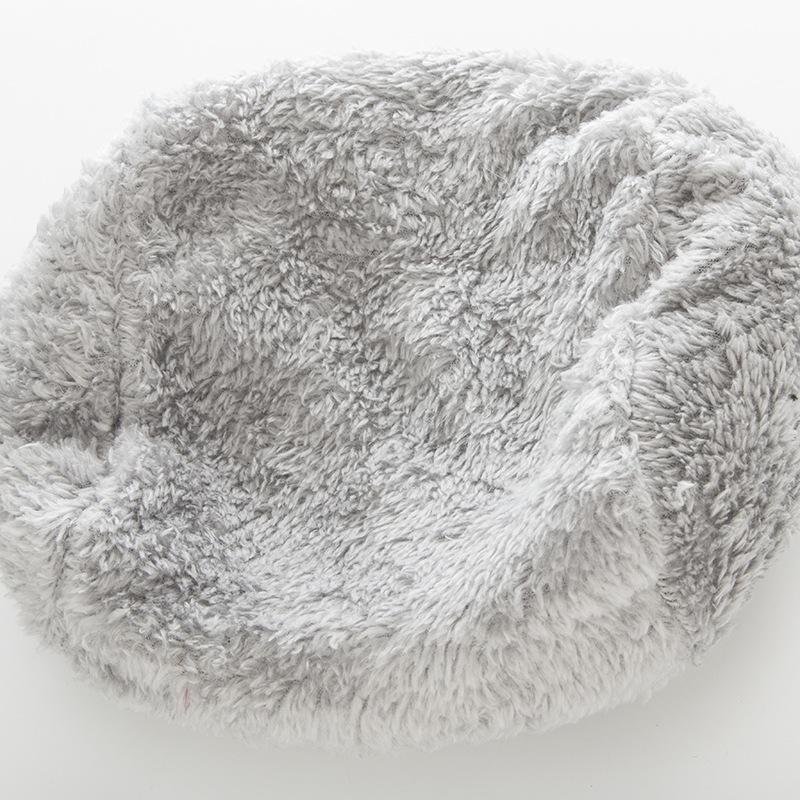 Women's Autumn and Winter Plus Velvet Thick Knitted Warm Beret Jacquard Striped Knitted Cute Hat