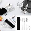 Stainless Steels Utensils Flatware Camping Cutlery Set with Carabiner Fork Spoon Cutter for Outdoor Picnics Hikings