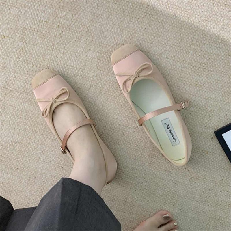 Fashion IPPEUM Women Ballet Flats Satin Square Toe Ballerinas Zapatos Mujer Mary Janes Shoes For Women