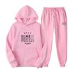 Simple Design Men's Letter Pattern Printed Hoodie Set Pure Cotton Comfortable Loose Casual Pocket Hoodie+Sweatpants
