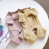 Soft Four-Legged Dog Pajamas Long Sleeves Striped Dog Base Shirt Pet Casual Wear  Belly Protection