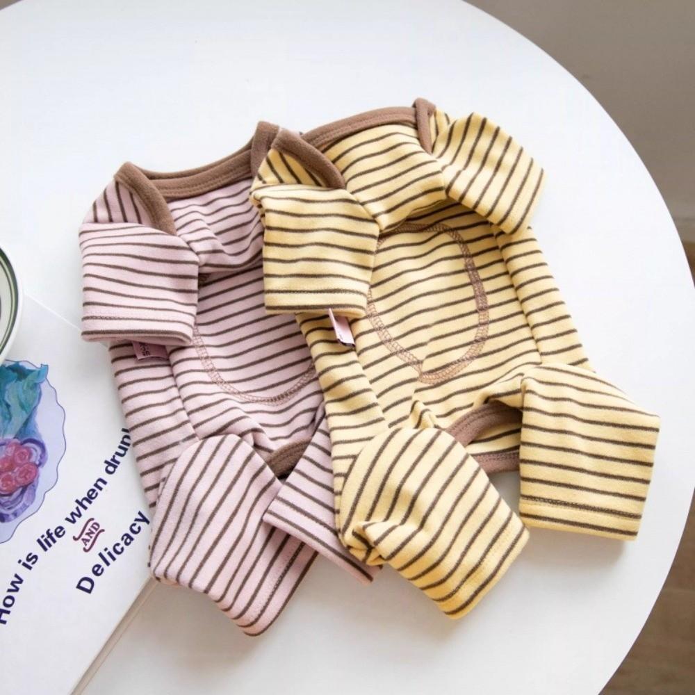 Soft Four-Legged Dog Pajamas Long Sleeves Striped Dog Base Shirt Pet Casual Wear  Belly Protection