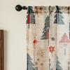 2PC Christmas Day Decoration Christmas Tree Translucent Curtains and Window Screens, Suitable for Living Room, Bedroom, Party, W