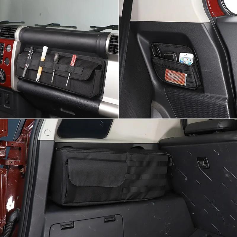 For Toyota FJ Cruiser 2007-2025 Car Trunk Side Storage Box Net Pocket Front Co-pilot Storage Bag Car Accessories
