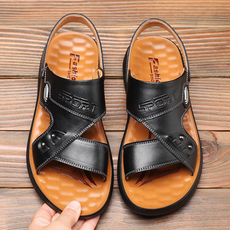 Men's sandals 2025 trend versatile summer polyurethane solid outsole new outer wear beach shoes breathable sandals