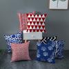 Red, Blue and Black Geometric Cushion Cover, Peach Skin Print Pillow Cover, Square Sofa Cushion, Home Textiles and Household Products