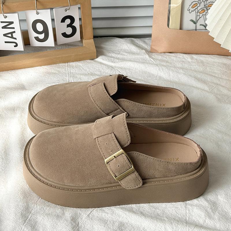 Baotou Girl 2025 Spring New Thick-bottomed Muffin Casual Fashion Lazy One Pedal Half Slippers