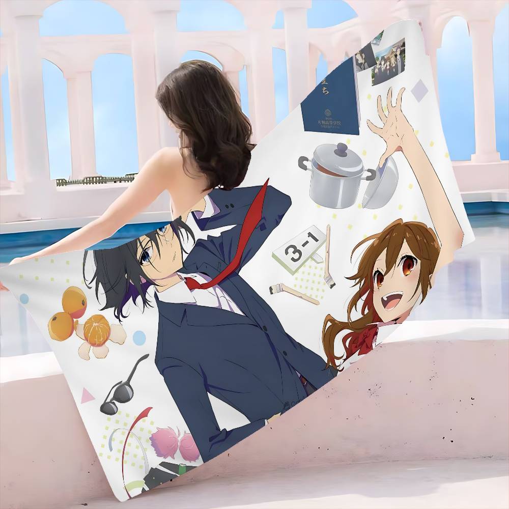 Horimiya Anime Strandtuch Bunte Handtücher für Mädchen Mikrofaser Schnelltrocknend Sandfrei Strand Yoga Spa Fitnessstudio Pool