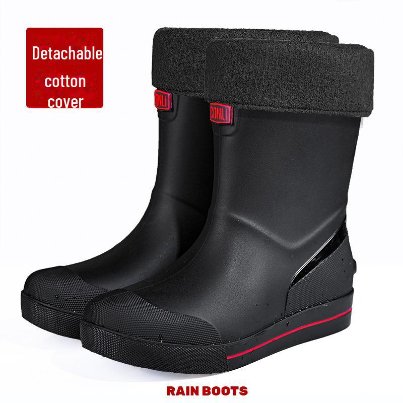 

2024 Мужские водонепроницаемые нескользящие дождевые кроссовки средней высоты в корейском стиле 44