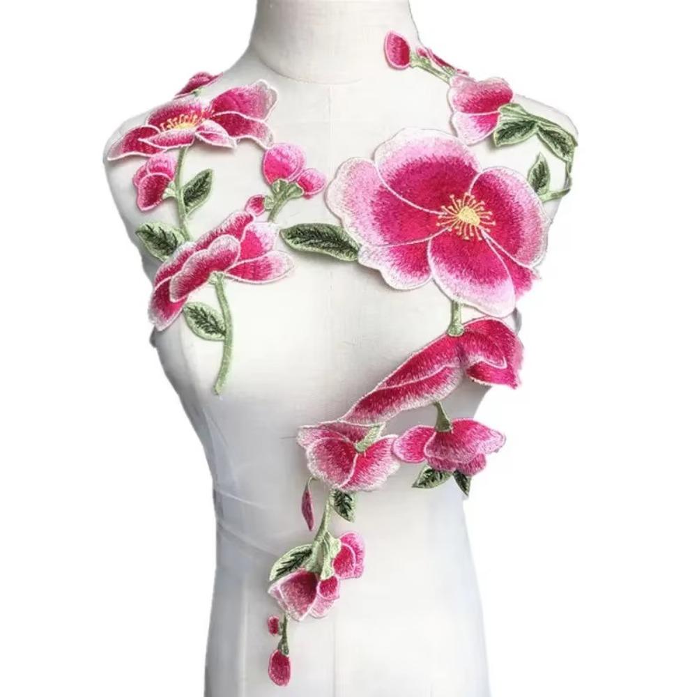 DIY Embroidered Flowers Trims Peony Design Ribbon Edge Appliques DIY Trimmings