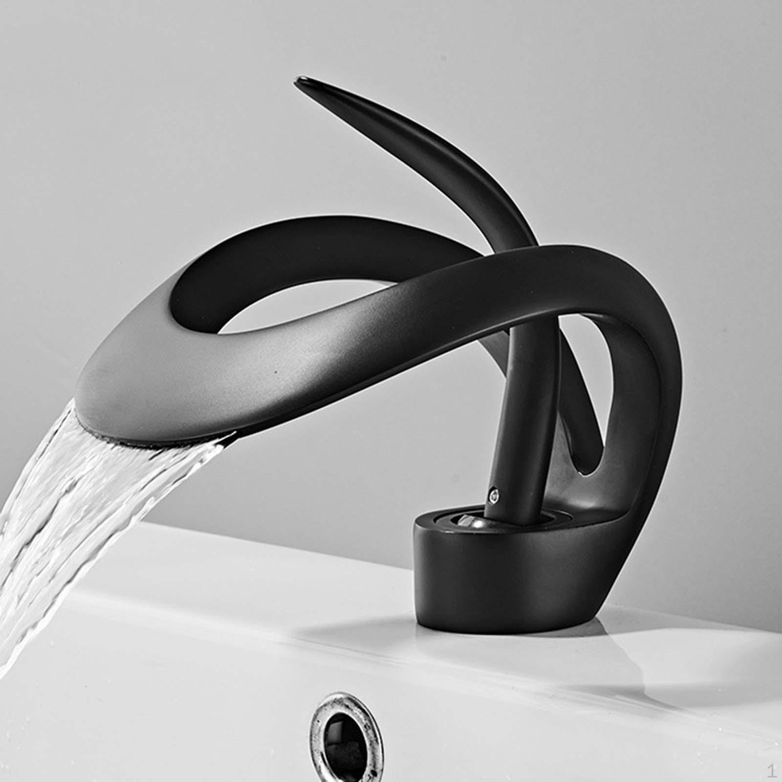 

Смеситель для раковины в ванной комнате, смеситель для холодной и холодной воды, простая установка, водопад, одна ручка чёрный