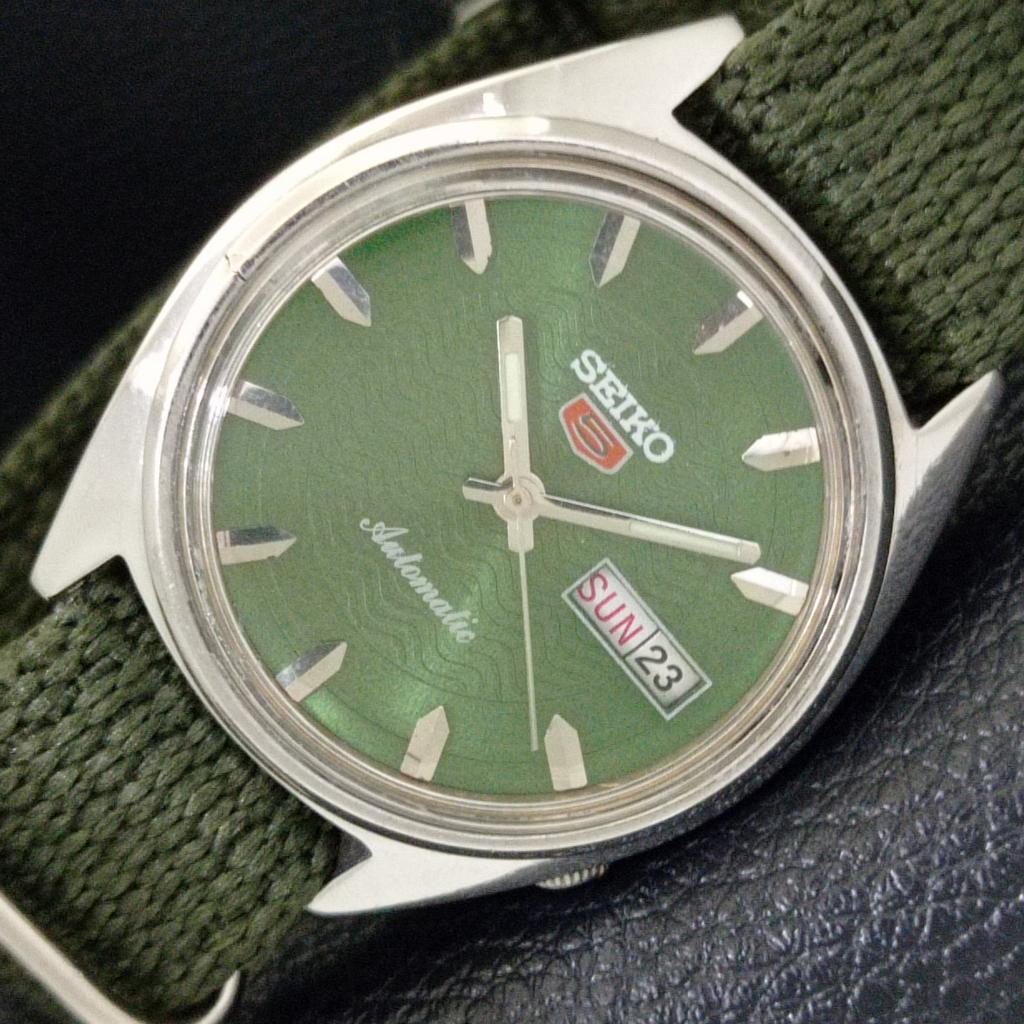 SEIKO 5 AUTOMATIC 6319A JAPAN MENS VINTAGE GREEN COLOR DIAL WATCH a701544-5 R206b-a701544