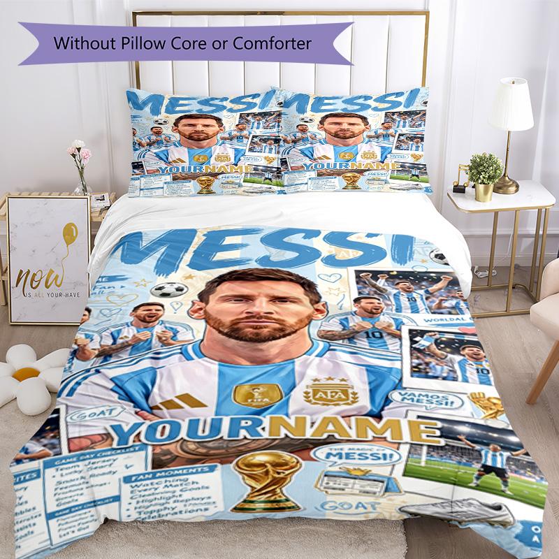 Messi 315 Customize your name Bedding Set Breathable Duvet Cover with Pillowcases Home Decoration Birthday Gift