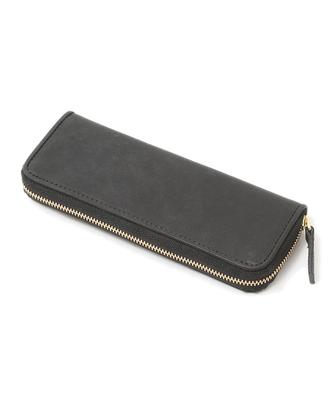 Sot Pueblo Leather Round Zipper Pen Case Pen Holder Genuine Leather Aging (Sotto) [Official Brand] Men's Women's So-z-0136 (Black)