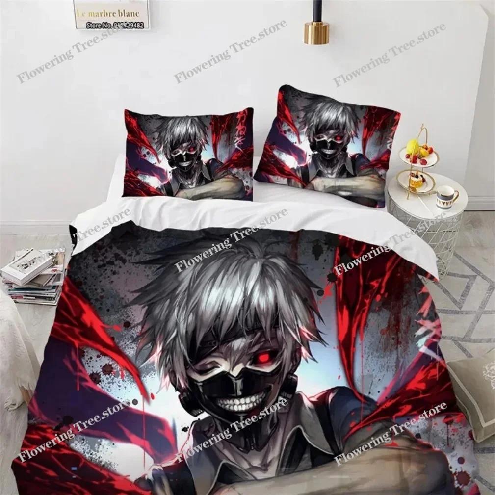 3D-Druck Anime Tokyo Ghoul Kaneki Ken Bettwäsche-Set, Tokyo Ghoul Bettbezug Bettset Steppdecke Kissenbezug Bettdecke King Queen