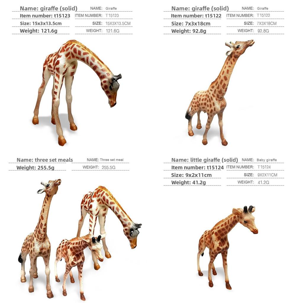 Animal Zoo Pvc Miniature Giraffe Family Static Model Set For Collectors And Kids