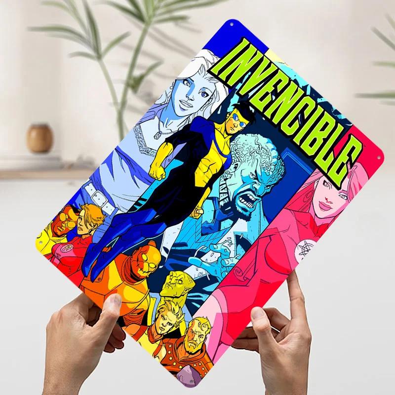 Unbesiegbar Comic-Cover-Kunst Blechschild Poster Personalisierte Wandkunst Retro Vintage Metallschilder für Man Cave Raumdekoration