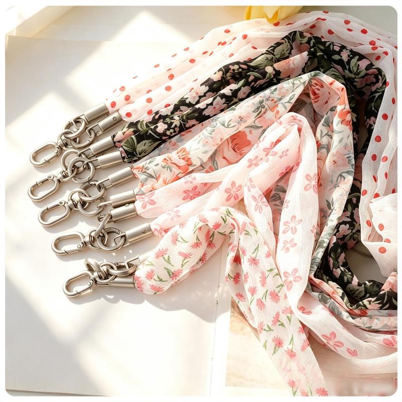 Ins Floral Phone Crossbody Strap Detachable Long Phone Case Lanyard Cute Fabric Shoulder Wrist Chain Mobile Phone Camera Pendant