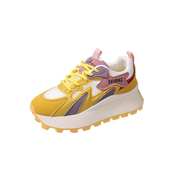 

модные женские дышащие повседневные спортивные туфли женские модные 2024 года на шнуровке с толстой подошвой вулканизированные туфли женские кроссовки для бега 39