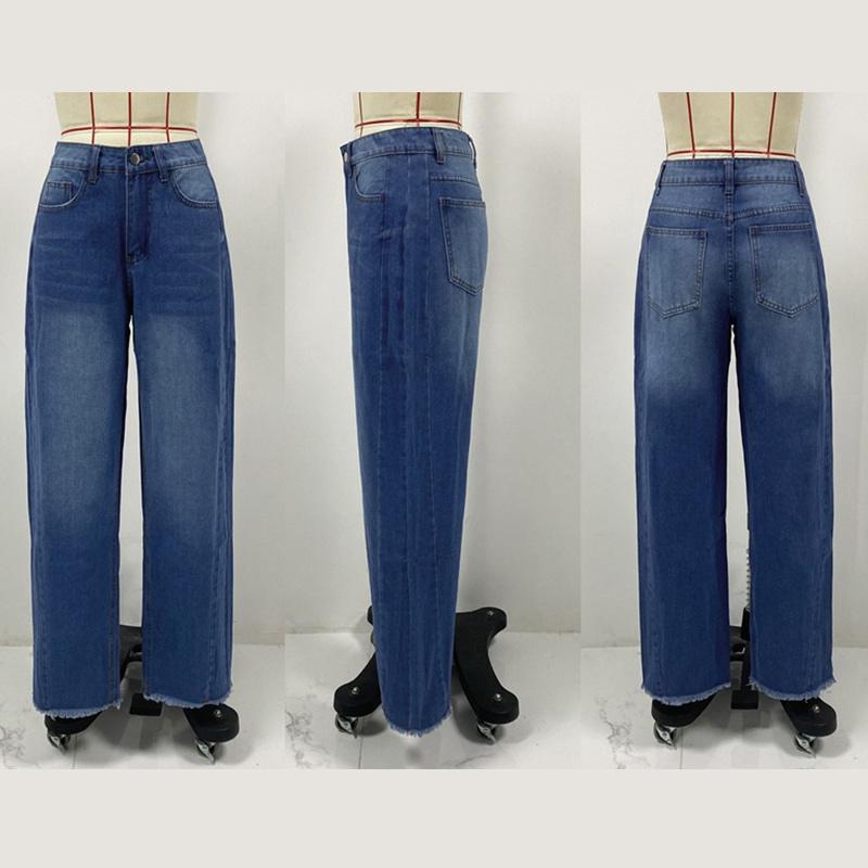 High-waisted Straight-leg Furred Jeans Women's New Fashion High-waisted Wide-leg Pants Jeans Spring and Autumn for Women Y2k