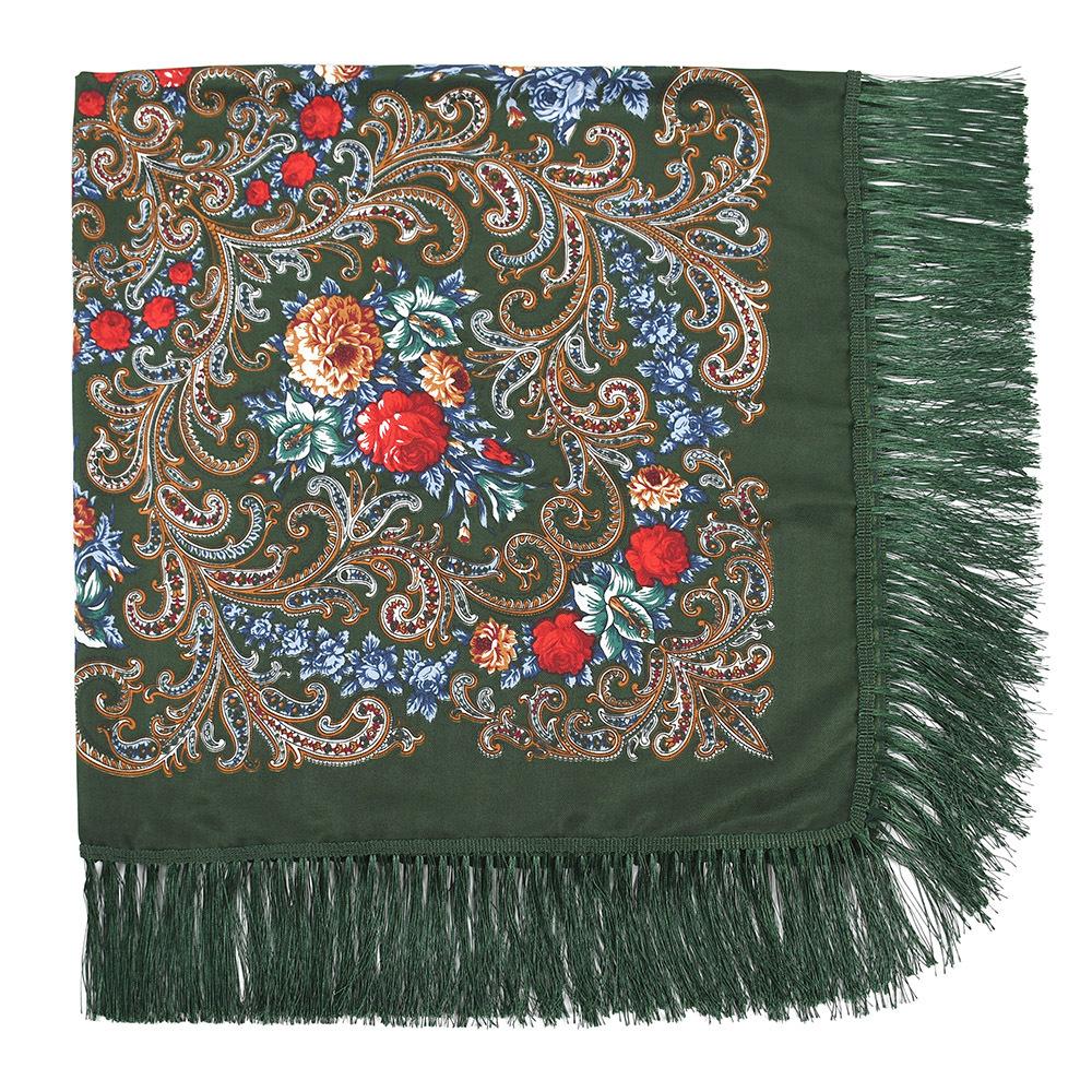 130*130cm Russian National Scarf Women Luxury Floral Bandana Fringed Ukrainian Shawl Big Size Handkerchief Babushka Head Wraps