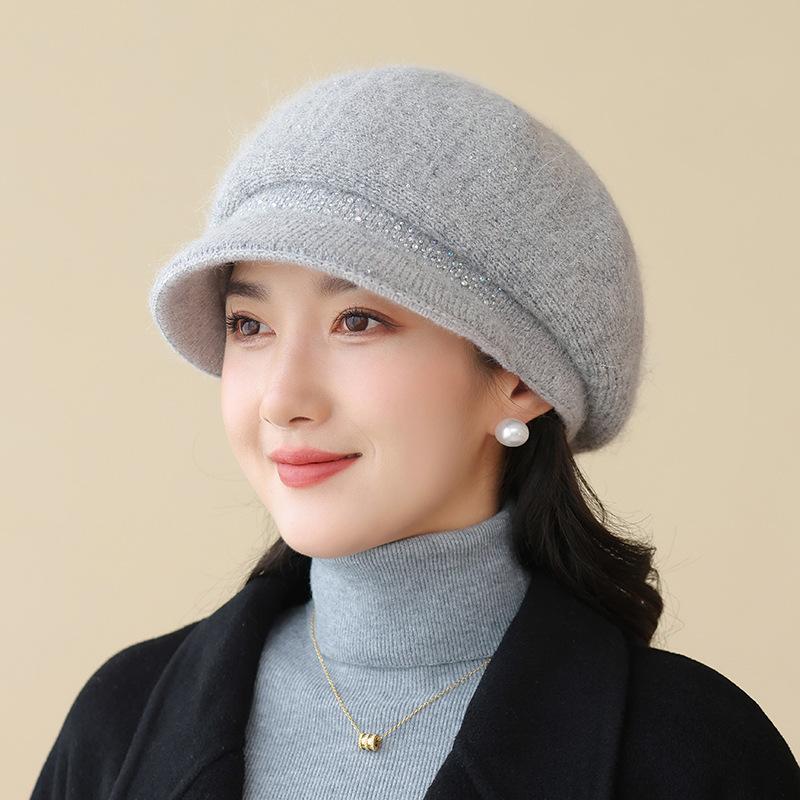 Hat Female Winter Warm Rabbit Hair Beret Cold Protective Ear Wool Hat In The Elderly Hat