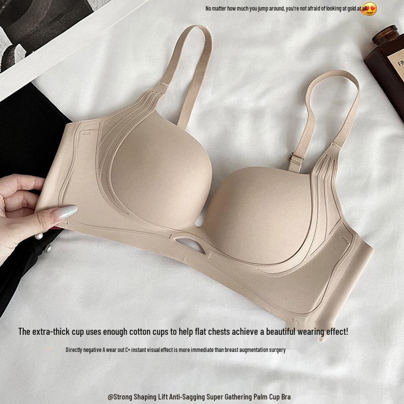 Seamless Wire-Free Push-Up Bra with Palm Cup for Small Bust - Breathable & Gap-Free