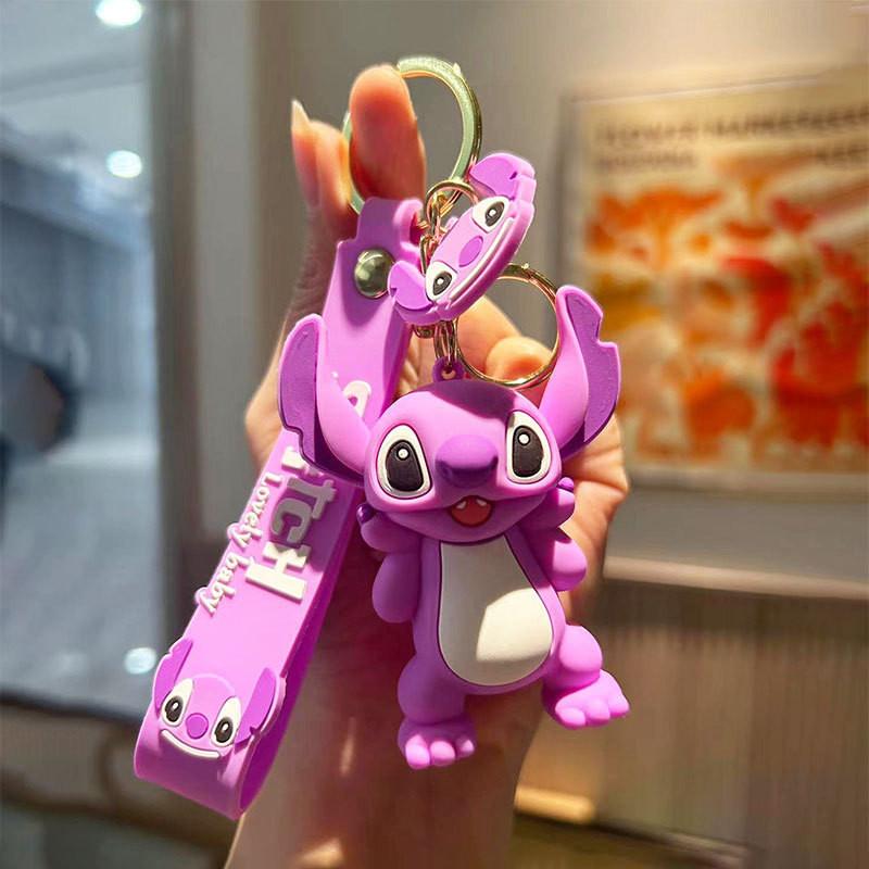 

Cute Silicone Cartoon Stitch Key Holder Adorable Bag Pendant Colorful Key Accessory фиолетовый