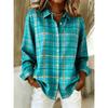 Camicia casual a quadri a maniche lunghe con colletto, taglia grande, alla moda
