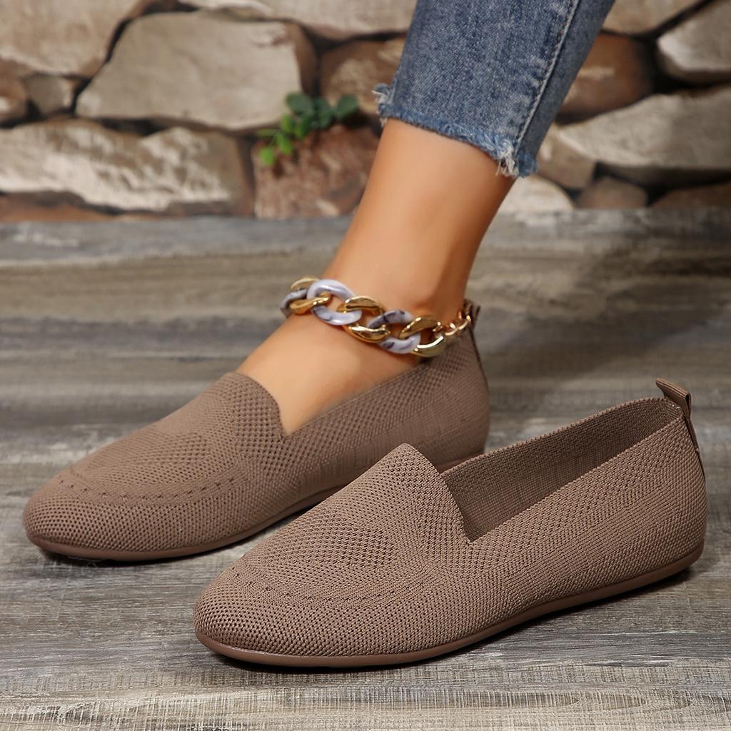 Shallow Mouth Fly-woven Low-top Single Shoes Women's New Knitted Round Head Lazy Shoes