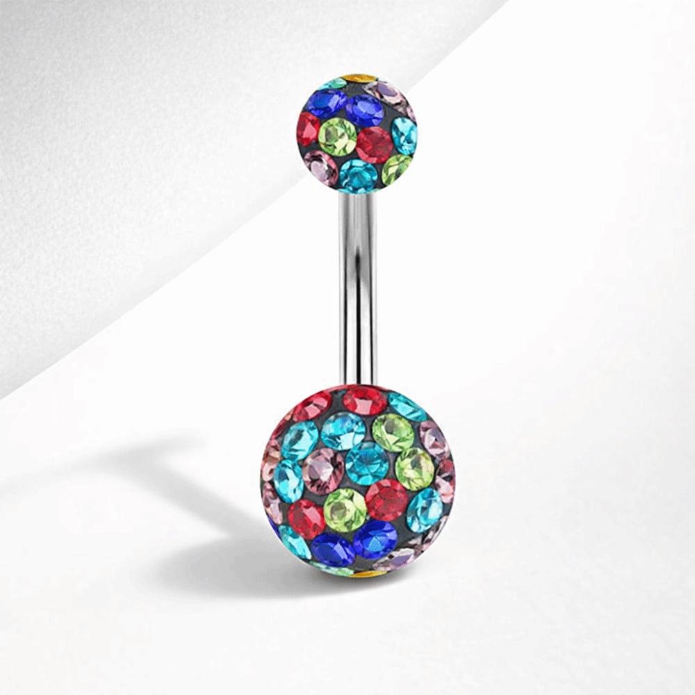 Zircon Crystal Ball Belly Button Rings Stainless Steel Shiny Body Jewelry Gem Navel Piercing  Men