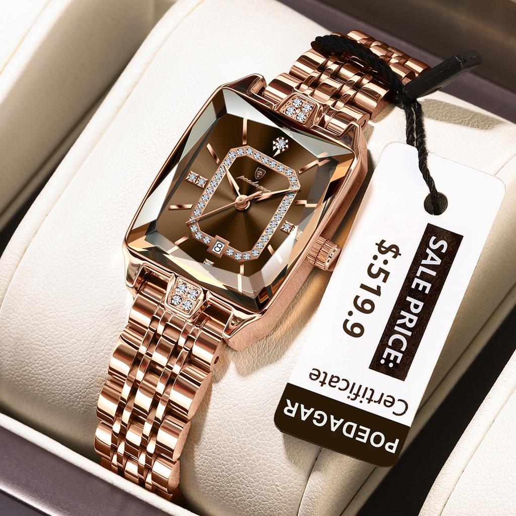 POEDAGAR Trendy Luxury Women Watch Waterproof Date Ladies Wristwatch Stainless Steel Exquisite Elegant Quartz Watches For Women