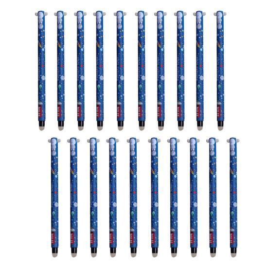 

20Pcs Cartoon Animal Erasable Gel Pens for Kids 0.7mm Cute Cap Design Smooth Writing Stationery Pen Easy Erase Fun School Supplies for Students Astronaut синий